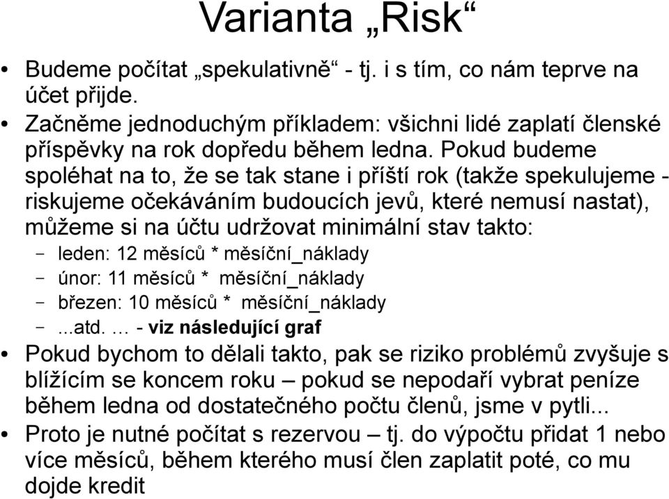 měsíců * měsíční_náklady únor: 11 měsíců * měsíční_náklady březen: 10 měsíců * měsíční_náklady...atd.