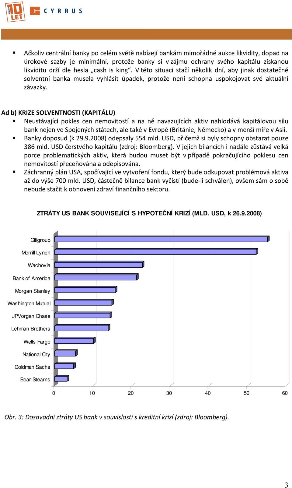 Ad b) KRIZE SOLVENTNOSTI (KAPITÁLU) Neustávající pokles cen nemovitostí a na ně navazujících aktiv nahlodává kapitálovou sílu bank nejen ve Spojených státech, ale také v Evropě (Británie, Německo) a