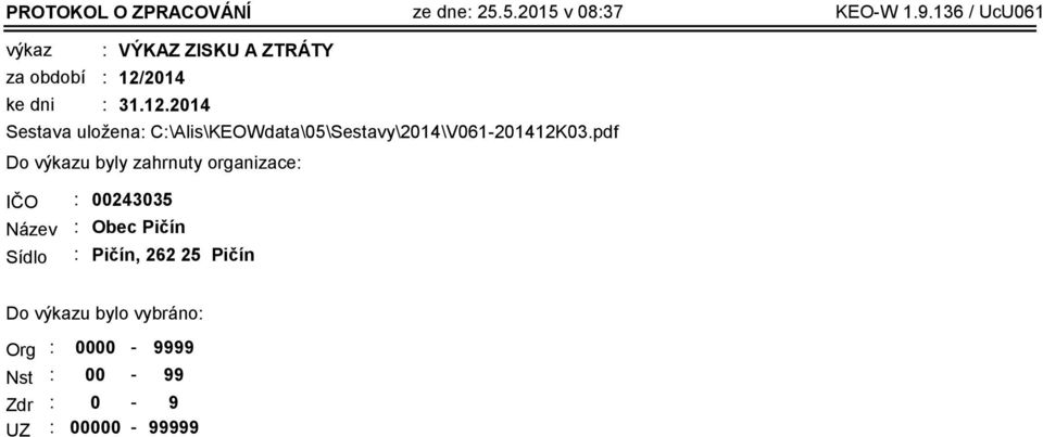 2014 31.12.2014 Sestava uložena: C:\Alis\KEOWdata\05\Sestavy\2014\V061-201412K03.