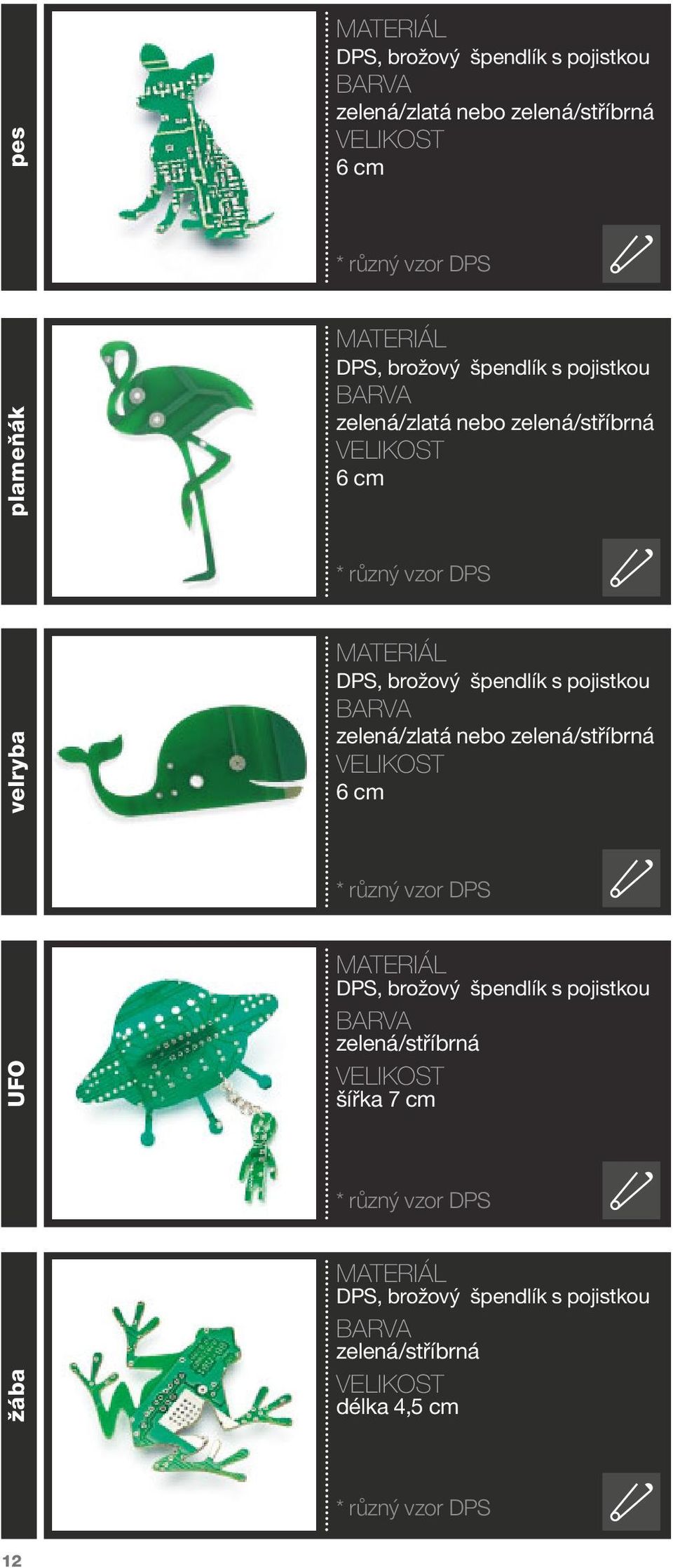 s pojistkou zelená/zlatá nebo zelená/stříbrná 6 cm * různý vzor DPS UFO DPS, brožový špendlík s pojistkou