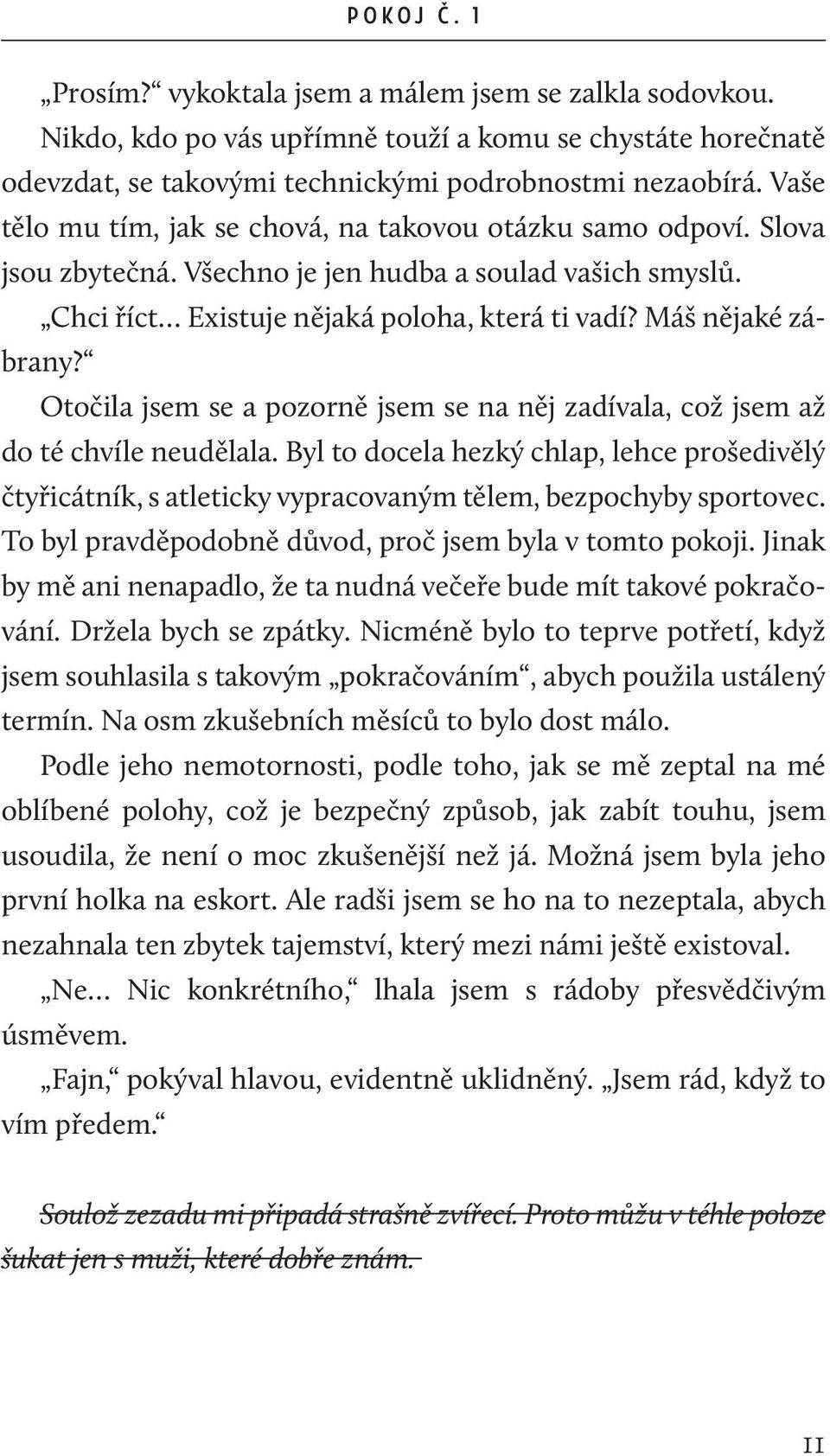 Otočila jsem se a pozorně jsem se na něj zadívala, což jsem až do té chvíle neudělala. Byl to docela hezký chlap, lehce prošedivělý čtyřicátník, s atleticky vypracovaným tělem, bezpochyby sportovec.