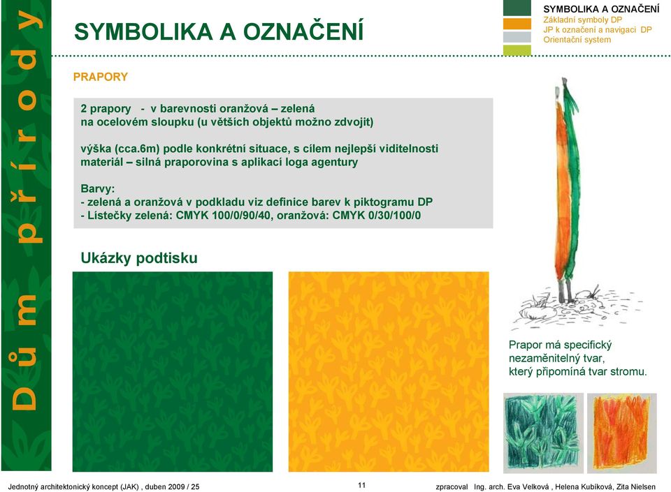 6m) podle konkrétní situace, s cílem nejlepší viditelnosti materiál silná praporovina s aplikací loga agentury Barvy: - zelená a oranžová v podkladu viz definice barev