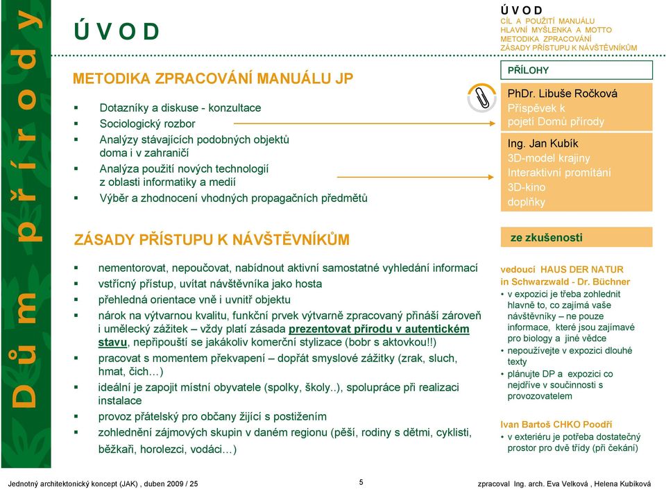 Libuše Ročková Příspěvek k pojetí Domů přírody Ing.