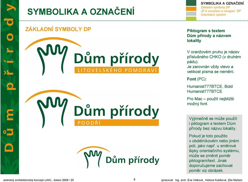 Výjimečně se může použít i piktogram s textem Dům přírody bez názvu lokality. Pokud je toto použito v obdélníkovém nebo jiném poli, jako např.