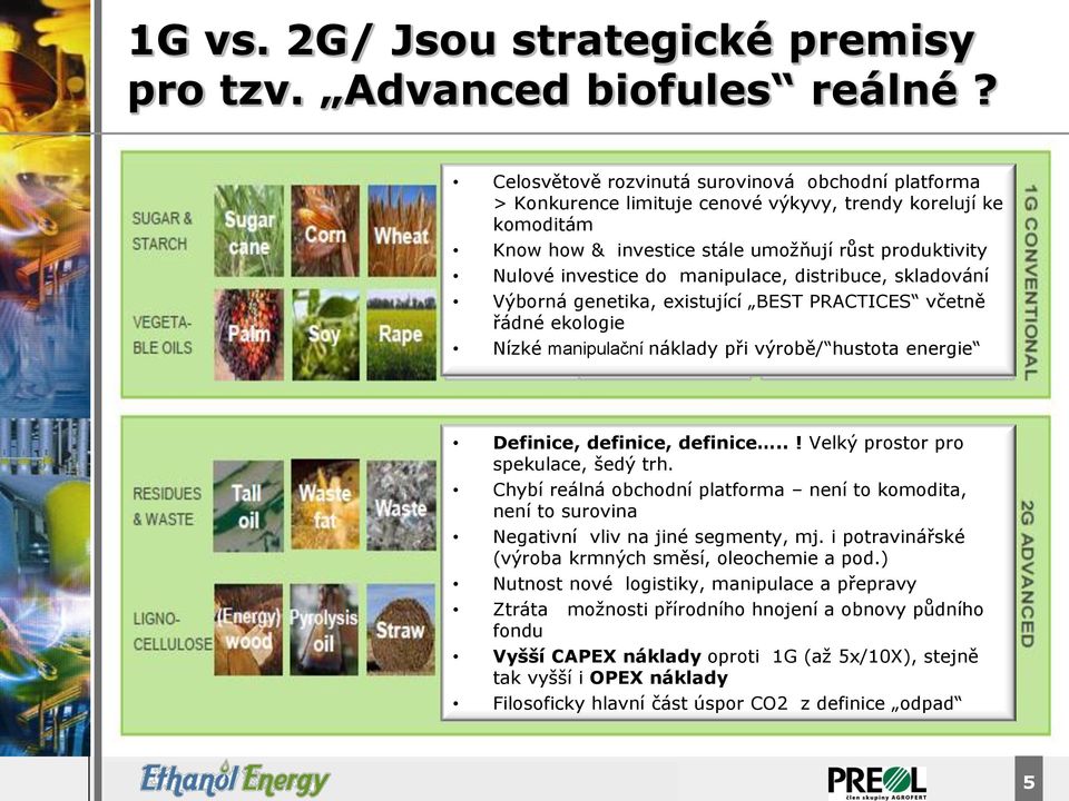 manipulace, distribuce, skladování Výborná genetika, existující BEST PRACTICES včetně řádné ekologie Nízké manipulační náklady při výrobě/ hustota energie Definice, definice, definice.