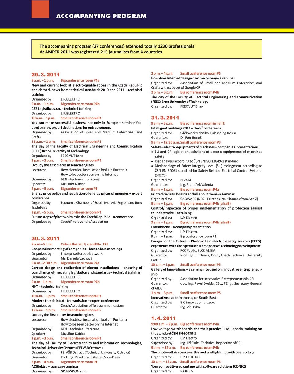 (27 conferences) attended totally 1230 professionals At AMPER 2011 was registered 215 journalists from 