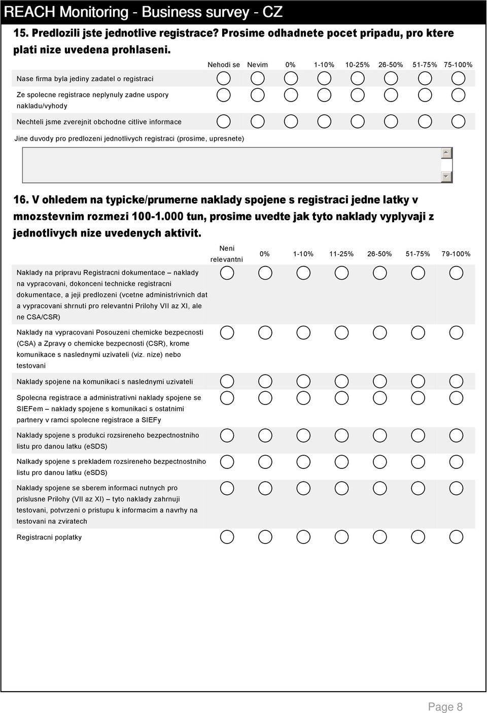 informace Jine duvody pro predlozeni jednotlivych registraci (prosime, upresnete) Jine 1. V ohledem na typicke/prumerne naklady spojene s registraci jedne latky v mnozstevnim rozmezi 100 1.