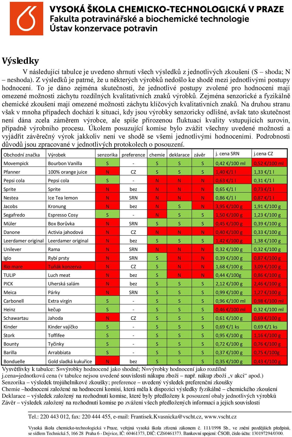 To je dáno zejména skutečností, že jednotlivé postupy zvolené pro hodnocení mají omezené možnosti záchytu rozdílných kvalitativních znaků výrobků.