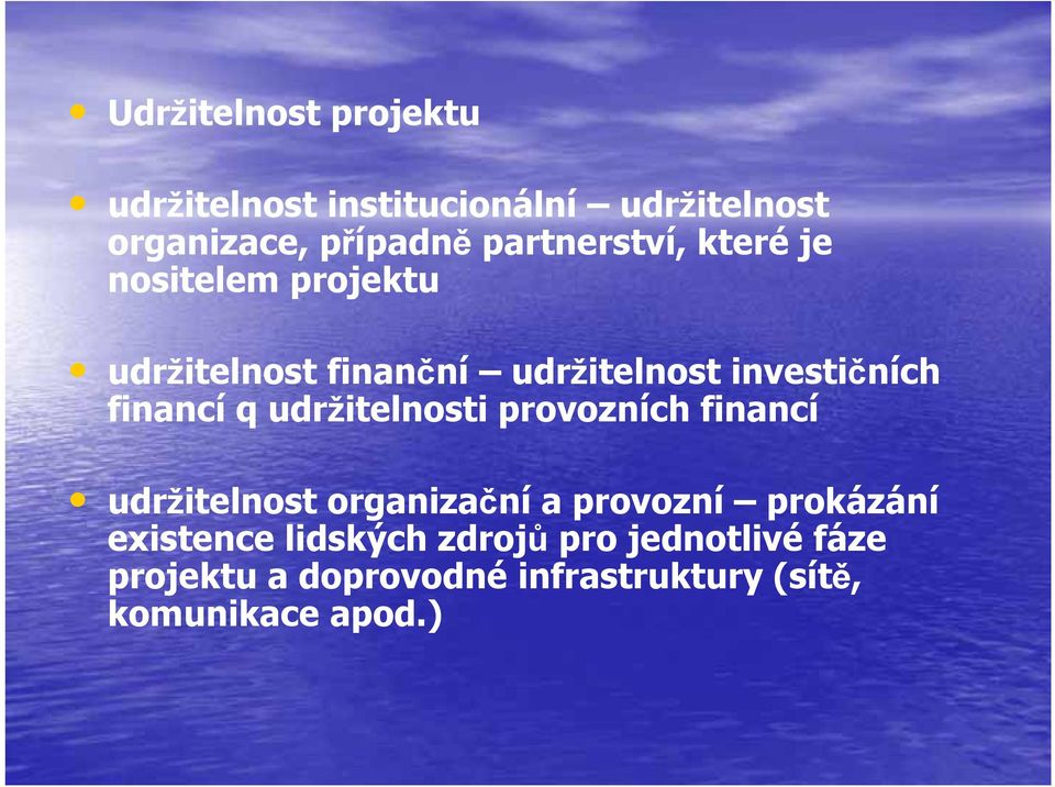 financí q udržitelnosti provozních financí udržitelnost organizační a provozní prokázání