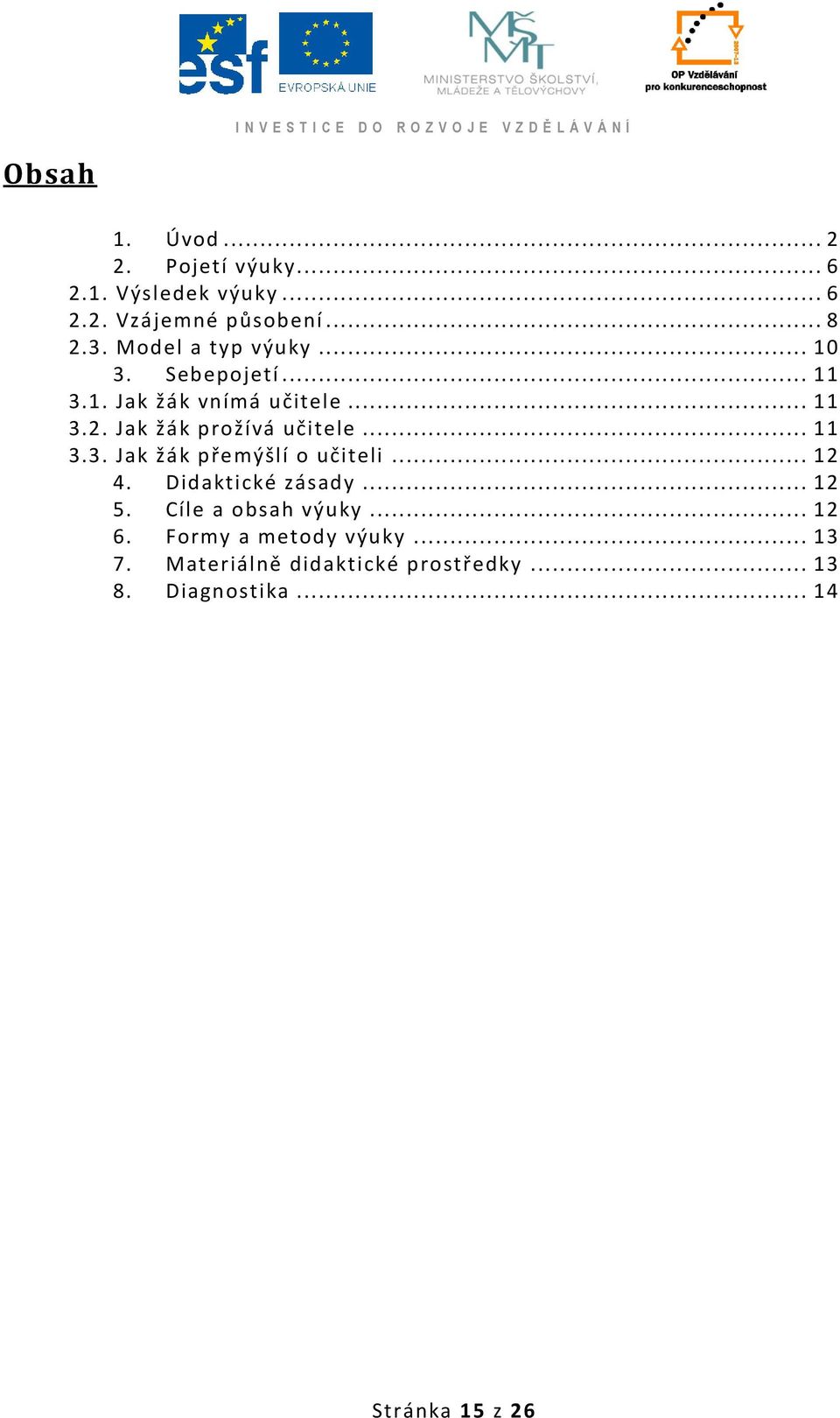 Jak žák prožívá učitele... 11 3.3. Jak žák přemýšlí o učiteli... 12 4. Didaktické zásady... 12 5.