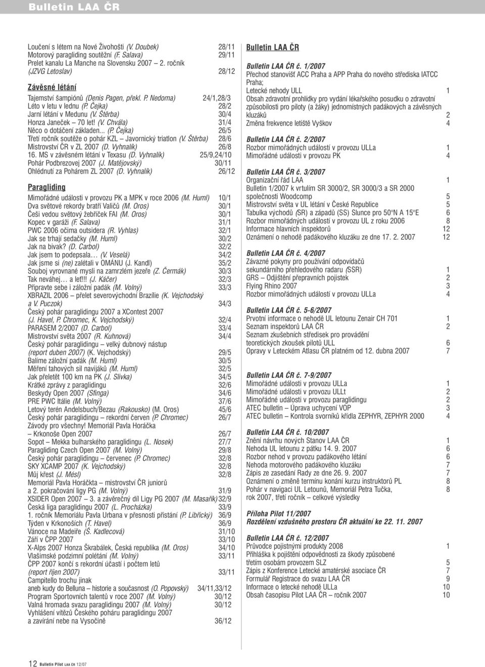 Štěrba) 30/4 Honza Janeček 70 let! (V. Chvála) 31/4 Něco o dotáčení základen... (P. Čejka) 26/5 Třetí ročník soutěže o pohár KZL Javornický triatlon (V. Štěrba) 28/6 Mistrovství ČR v ZL 2007 (D.