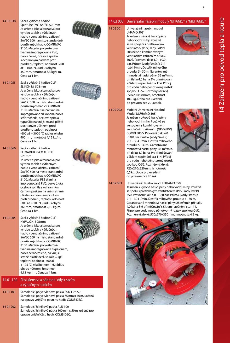 Cena za 1 bm. 14 01 055 Sací a výtlačná hadice CLIP SLIKON M, 508 mm 2100.