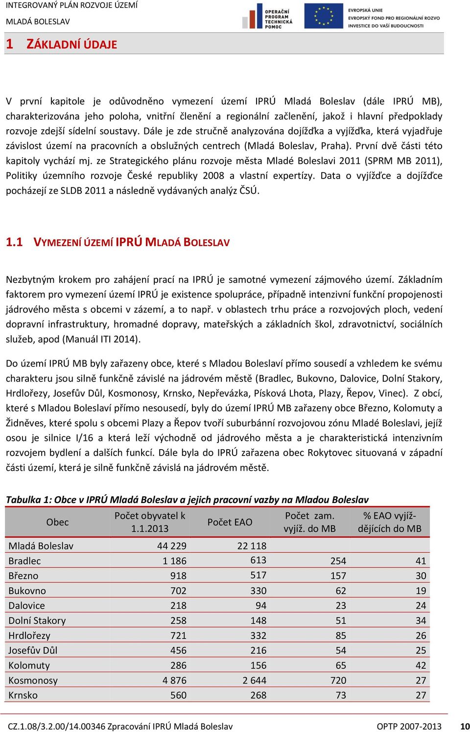 První dvě části této kapitoly vychází mj. ze Strategického plánu rozvoje města Mladé Boleslavi 2011 (SPRM MB 2011), Politiky územního rozvoje České republiky 2008 a vlastní expertízy.