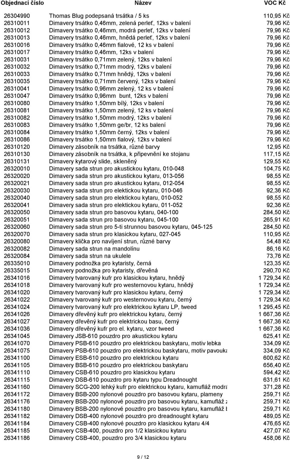 26310031 Dimavery trsátko 0,71mm zelený, 12ks v balení 79,96 Kč 26310032 Dimavery trsátko 0,71mm modrý, 12ks v balení 79,96 Kč 26310033 Dimavery trsátko 0,71mm hnědý, 12ks v balení 79,96 Kč 26310035