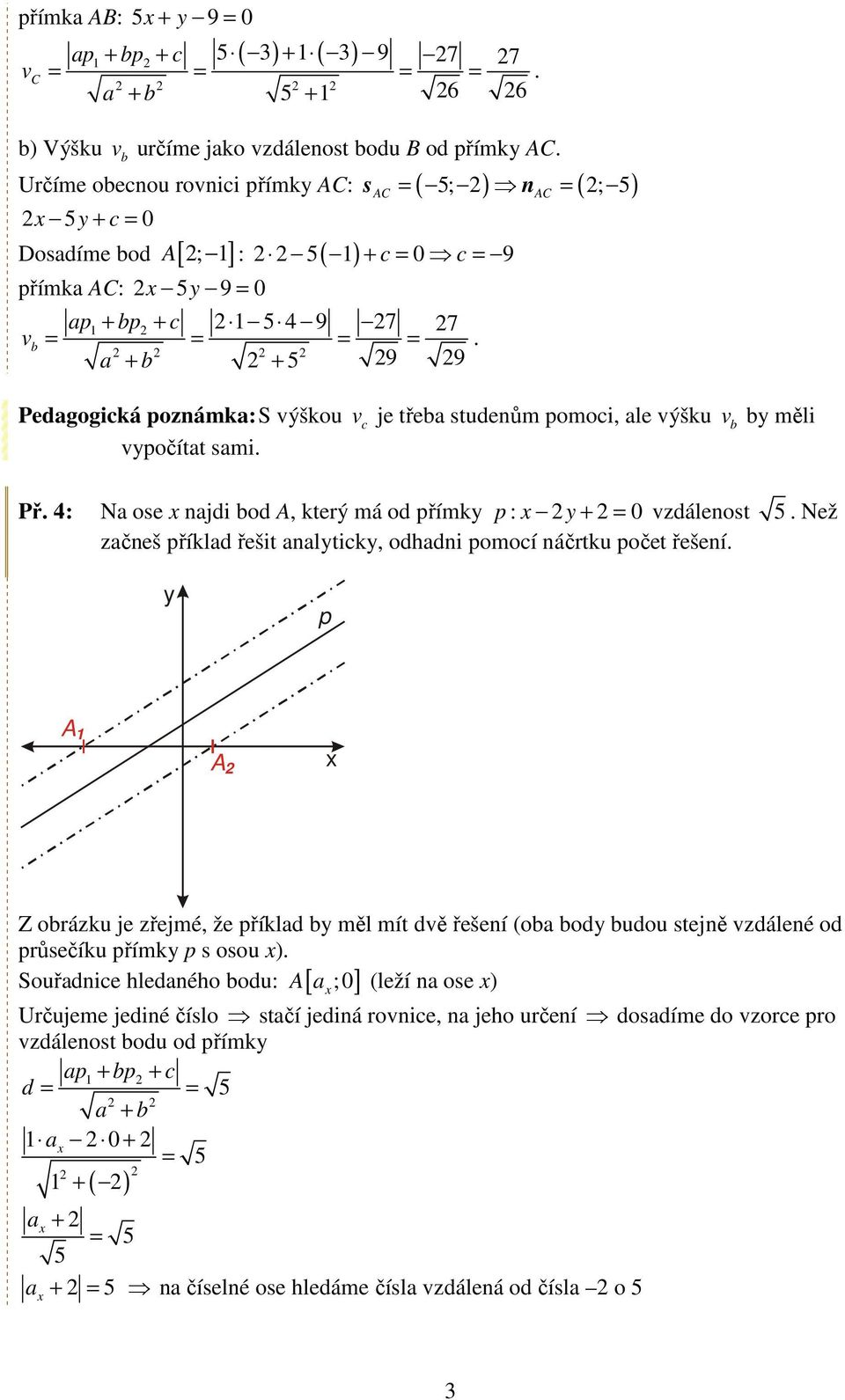 nlytiky, odhdni omoí náčrtku očet řešení AC y A 1 A Z orázku je zřejmé, že říkld y měl mít dvě řešení (o ody udou stejně vzdálené od růsečíku římky s osou ) Souřdnie hledného odu: A[ ;0]