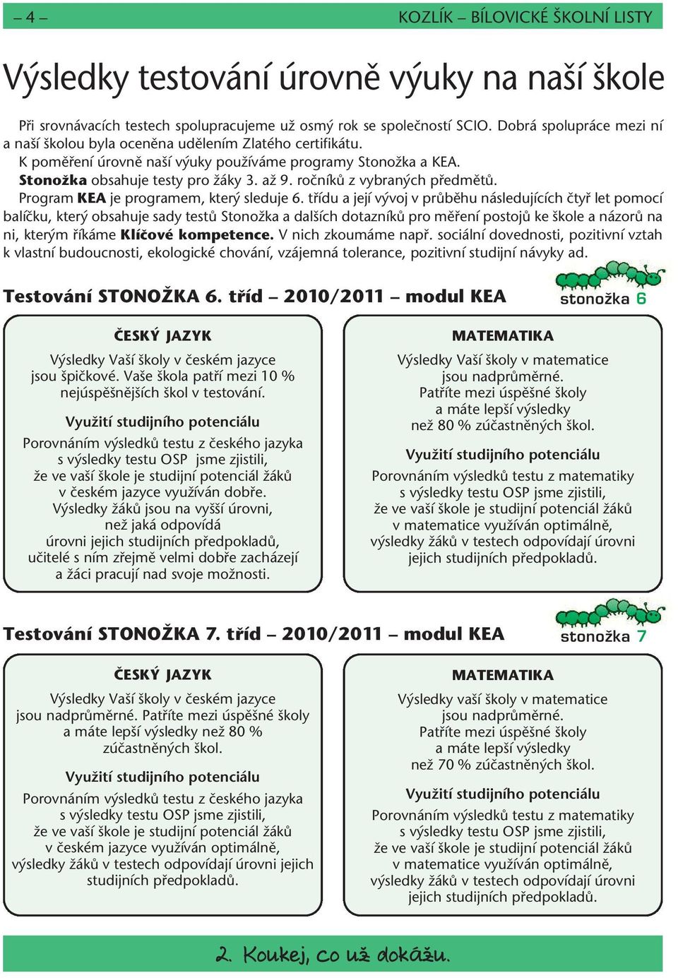 roãníkû z vybran ch pfiedmûtû. Program KEA je programem, kter sleduje 6.