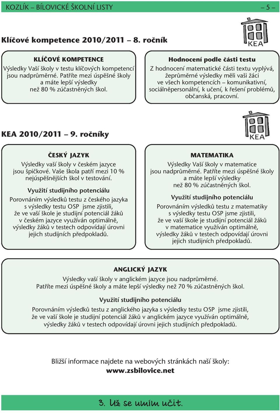 Hodnocení podle ãásti testu Z hodnocení matematické ãásti textu vypl vá, ÏeprÛmûrné v sledky mûli va i Ïáci ve v ech kompetencích komunikativní, sociálnûpersonální, k uãení, k fie ení problémû,