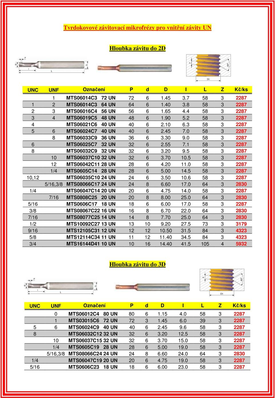 0 58 3 2287 8 MTS06033C9 36 UN 36 6 3.30 9.0 58 3 2287 6 MTS06025C7 32 UN 32 6 2.55 7.1 58 3 2287 8 MTS06032C9 32 UN 32 6 3.20 9.5 58 3 2287 10 MTS06037C10 32 UN 32 6 3.70 10.