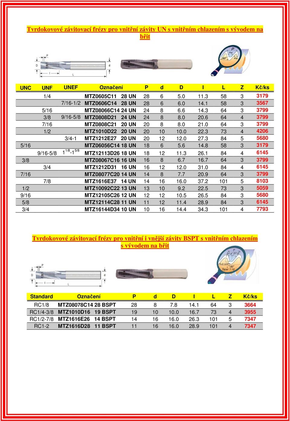 0 64 3 3799 1/2 MTZ1010D22 20 UN 20 10 10.0 22.3 73 4 4206 3/4-1 MTZ1212E27 20 UN 20 12 12.0 27.3 84 5 5680 5/16 MTZ06056C14 18 UN 18 6 5.6 14.