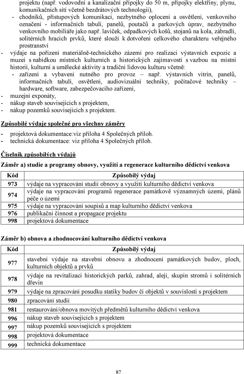 venkovního označení - informačních tabulí, panelů, poutačů a parkových úprav, nezbytného venkovního mobiliáře jako např.