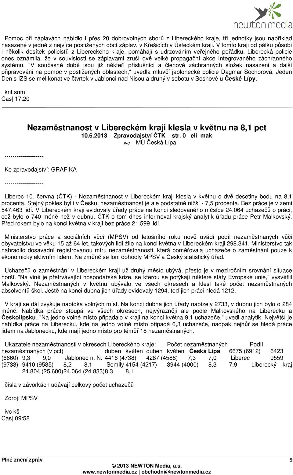 Liberecká policie dnes oznámila, že v souvislosti se záplavami zruší dvě velké propagační akce Integrovaného záchranného systému.