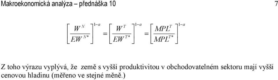 produktivitou v obchodovtelném sektoru mjí