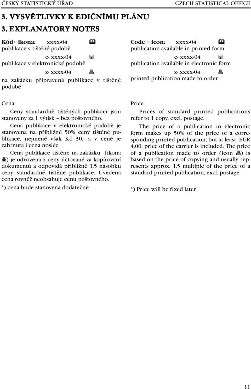 publication available in printed form e- xxxx-04 publication available in electronic form z- xxxx-04 printed publication made to order Cena: Ceny standardně tištěných publikací jsou stanoveny za 1