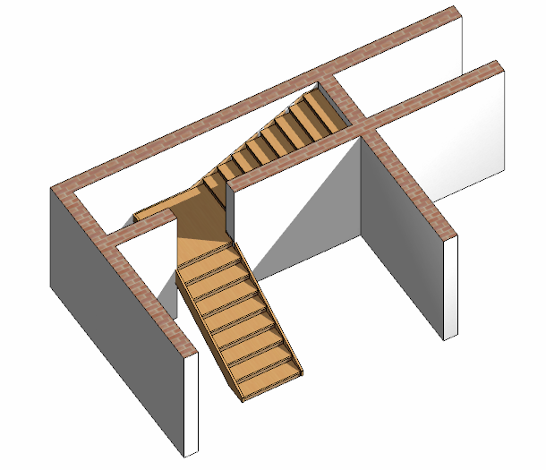 14 ARCHline.XP 2014 Tutoriál Krok 2: Rozdělení zdí pomocí čáry řezu Klikněte na zeď, kterou si přejete rozdělit. V našem případě je to zeď, kterou protíná první rameno schodiště.