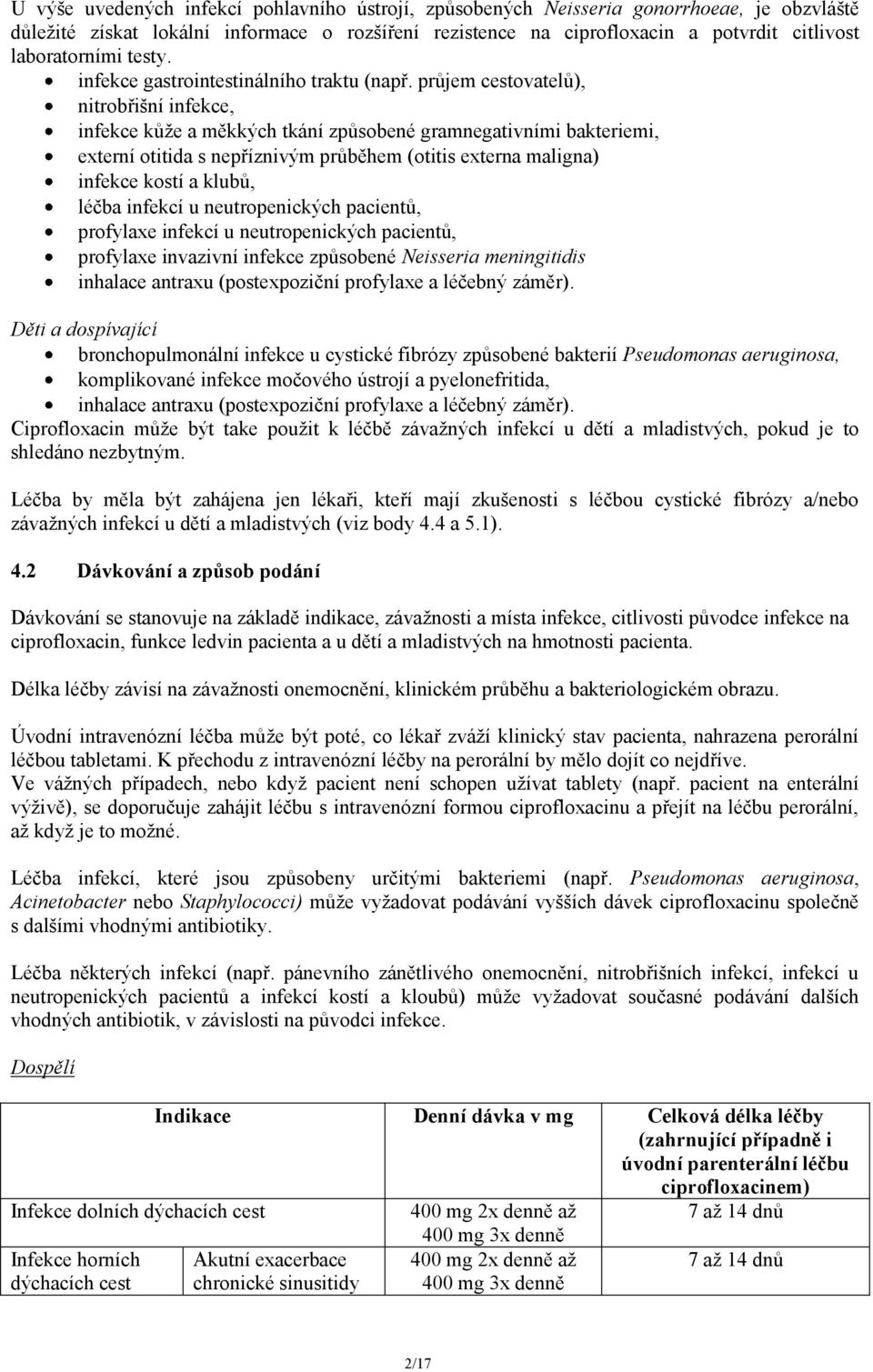 průjem cestovatelů), nitrobřišní infekce, infekce kůže a měkkých tkání způsobené gramnegativními bakteriemi, externí otitida s nepříznivým průběhem (otitis externa maligna) infekce kostí a klubů,