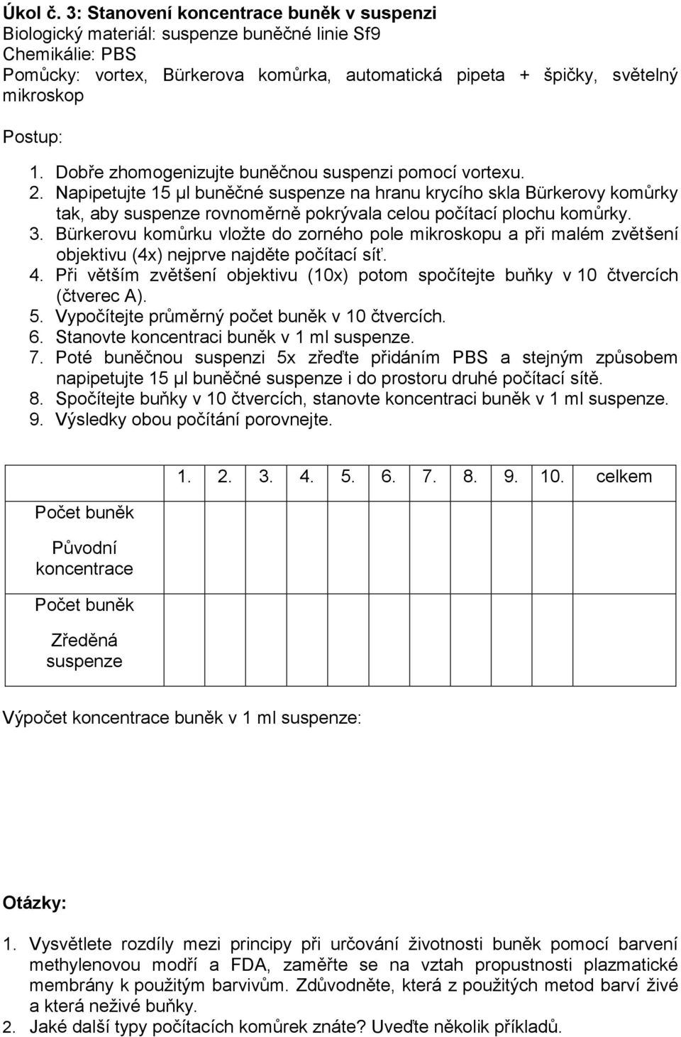 Dobře zhomogenizujte buněčnou suspenzi pomocí vortexu. 2.