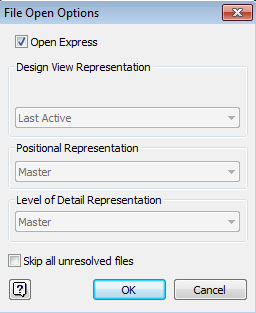Dialog pro otevírání sestav Expresní režim je dostupný pouze pro data uložená ve verzi 2014