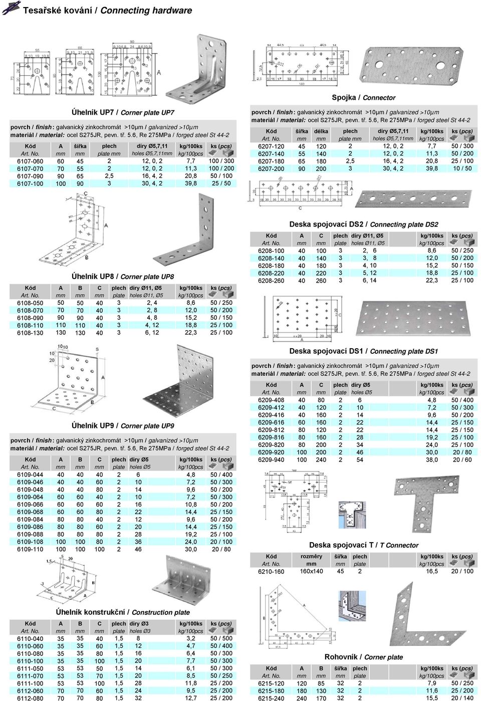 mm mm plate mm holes Ø5,7,11mm kg/100pcs 6207-140 55 140 2 12, 0, 2 11,3 50 / 200 6107-060 60 45 2 12, 0, 2 7,7 100 / 300 6207-180 65 180 2,5 16, 4, 2 20,8 25 / 100 6107-070 70 55 2 12, 0, 2 11,3 100