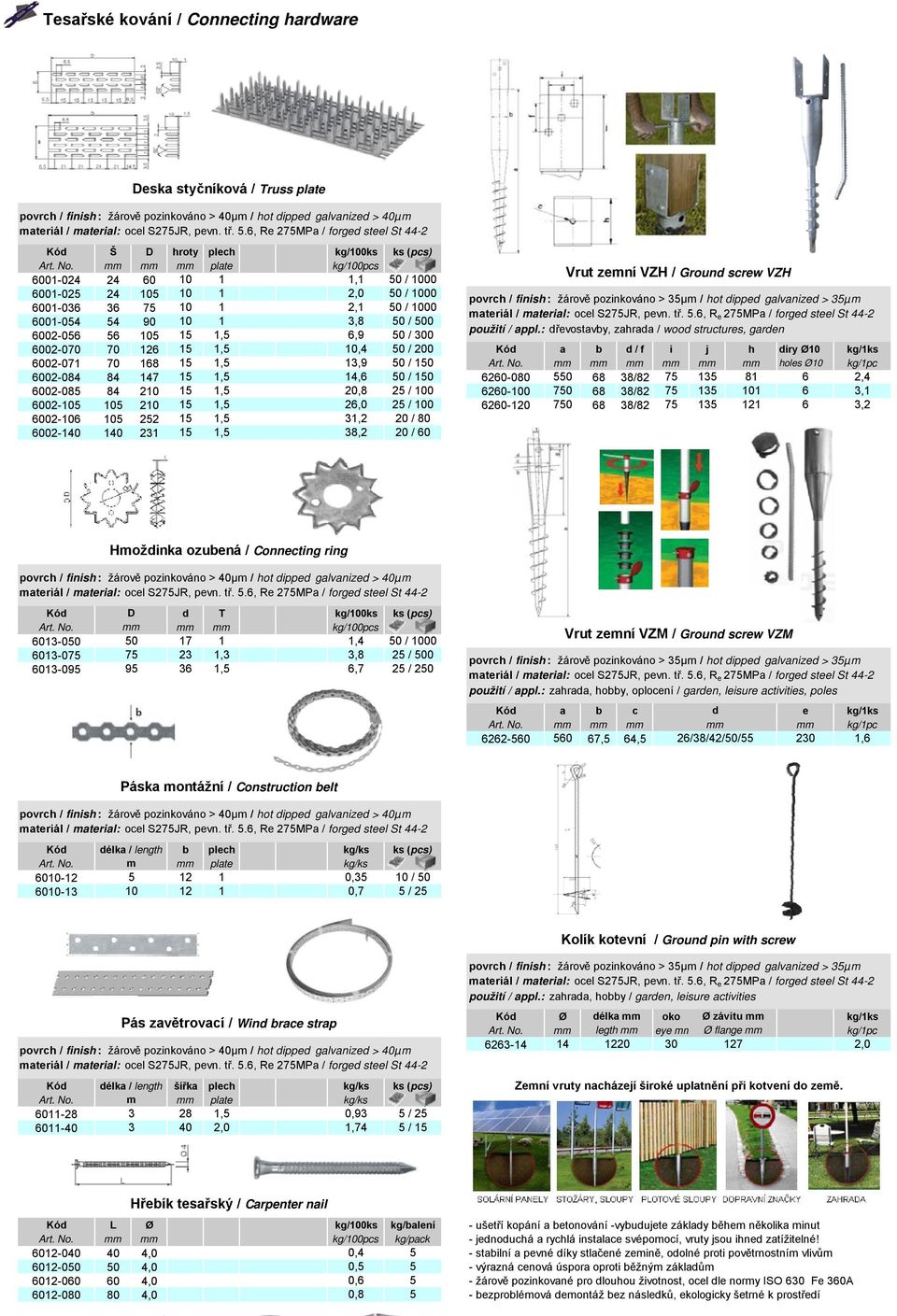 Vrut zemní VZH / Ground screw VZH použití / appl.