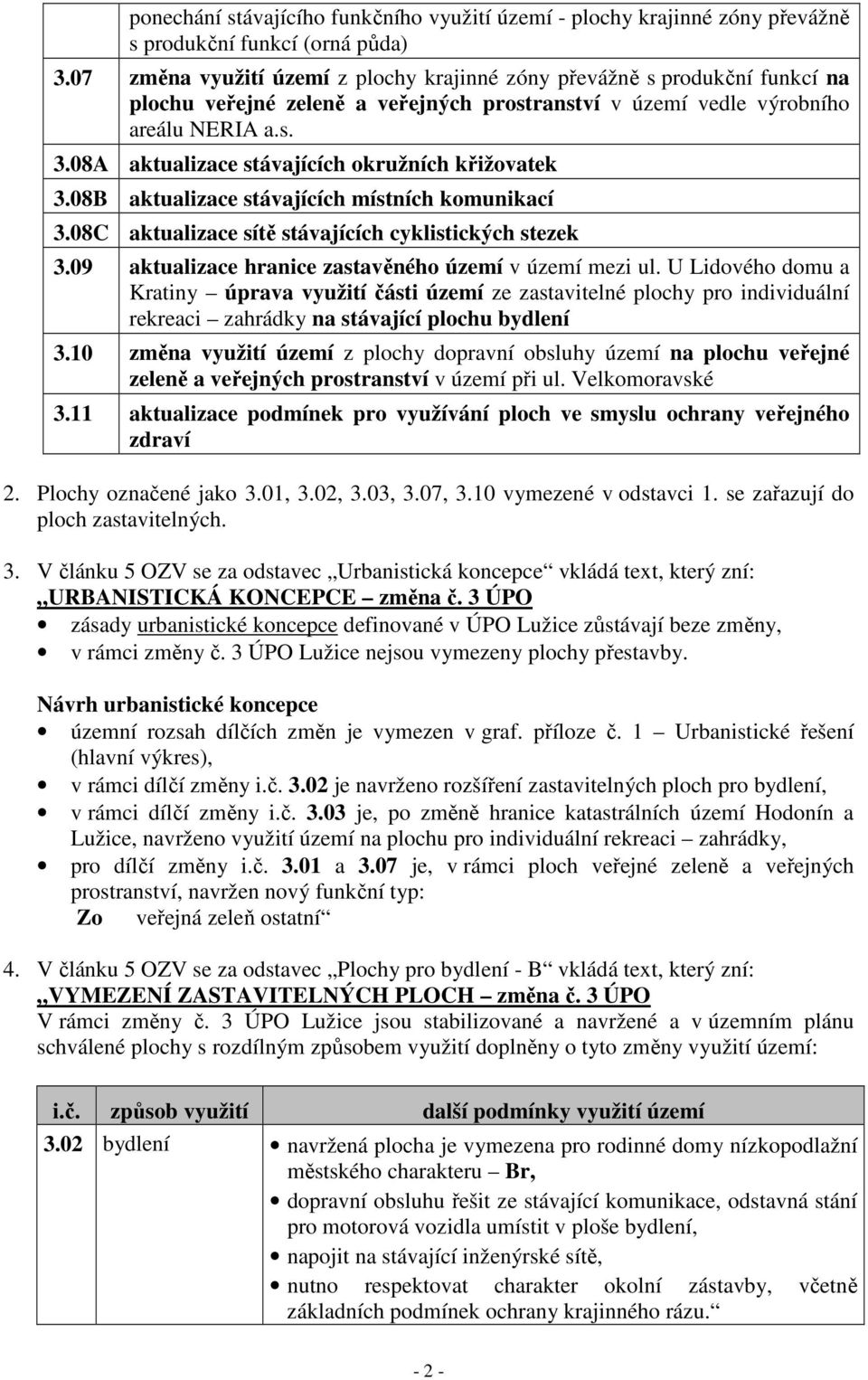 08A aktualizace stávajících okružních křižovatek 3.08B aktualizace stávajících místních komunikací 3.08C aktualizace sítě stávajících cyklistických stezek 3.