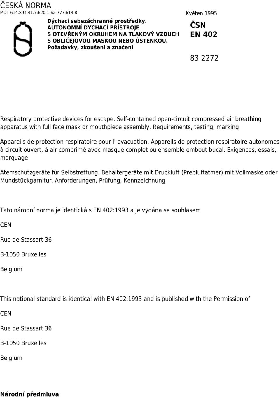 Requirements, testing, marking Appareils de protection respiratoire pour l' evacuation.