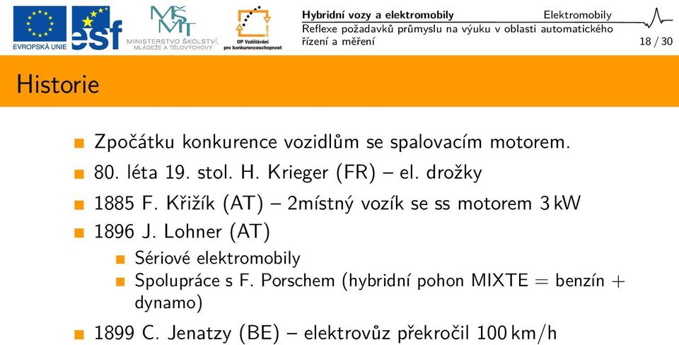 Křižík (AT) 2místný vozík se ss motorem 3 kw 1896 J.