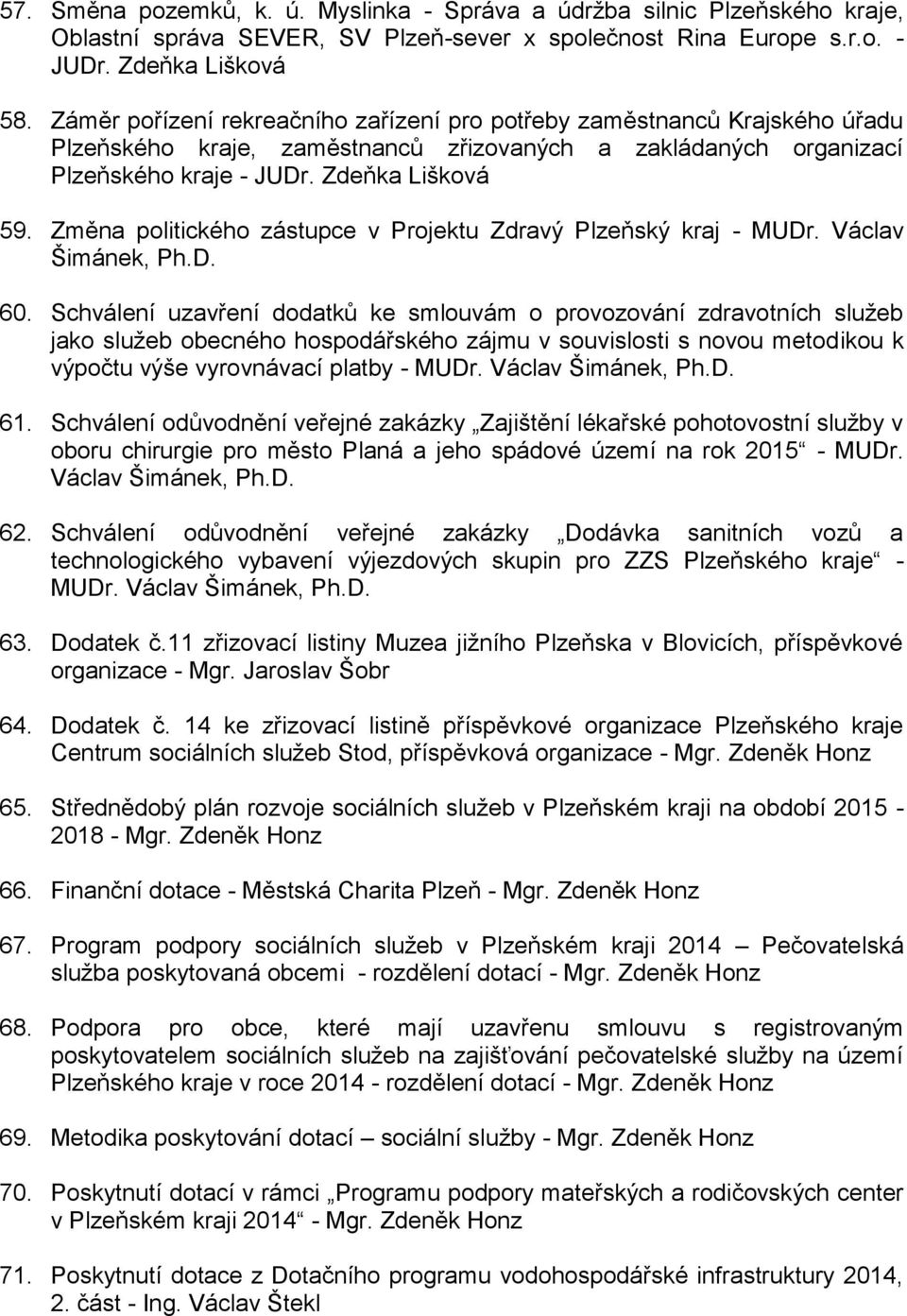 Změna politického zástupce v Projektu Zdravý Plzeňský kraj - MUDr. Václav Šimánek, Ph.D. 60.