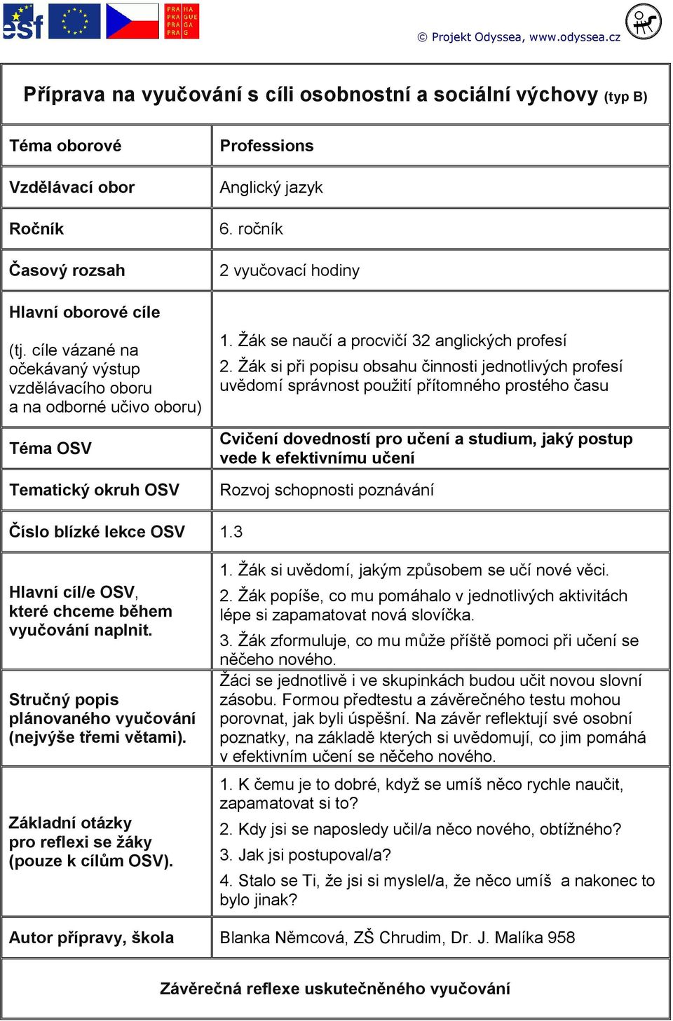 Žák se naučí a procvičí 32 anglických profesí 2.