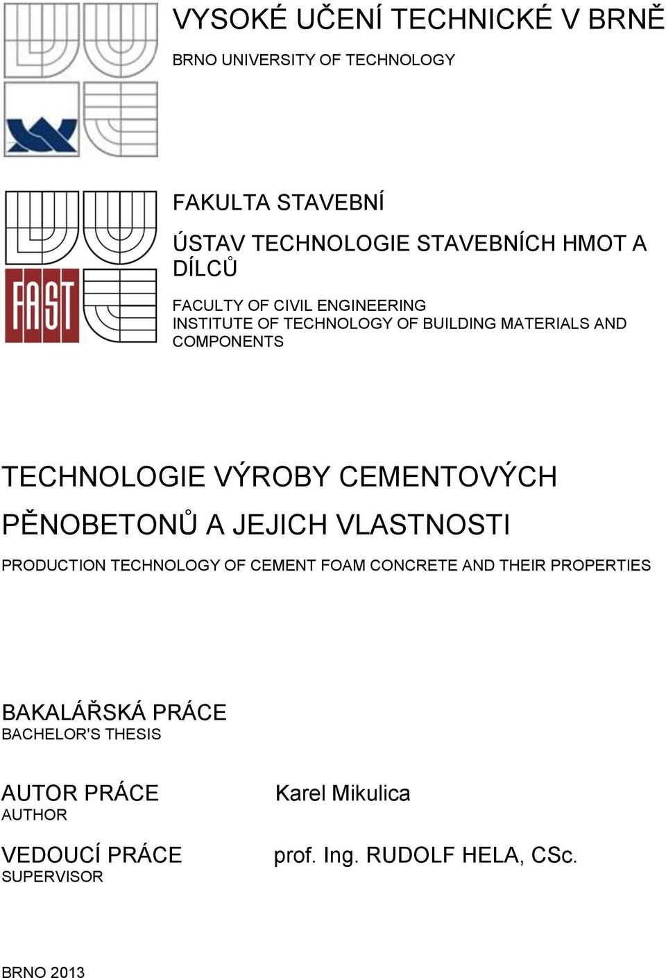 Foam concrete thesis