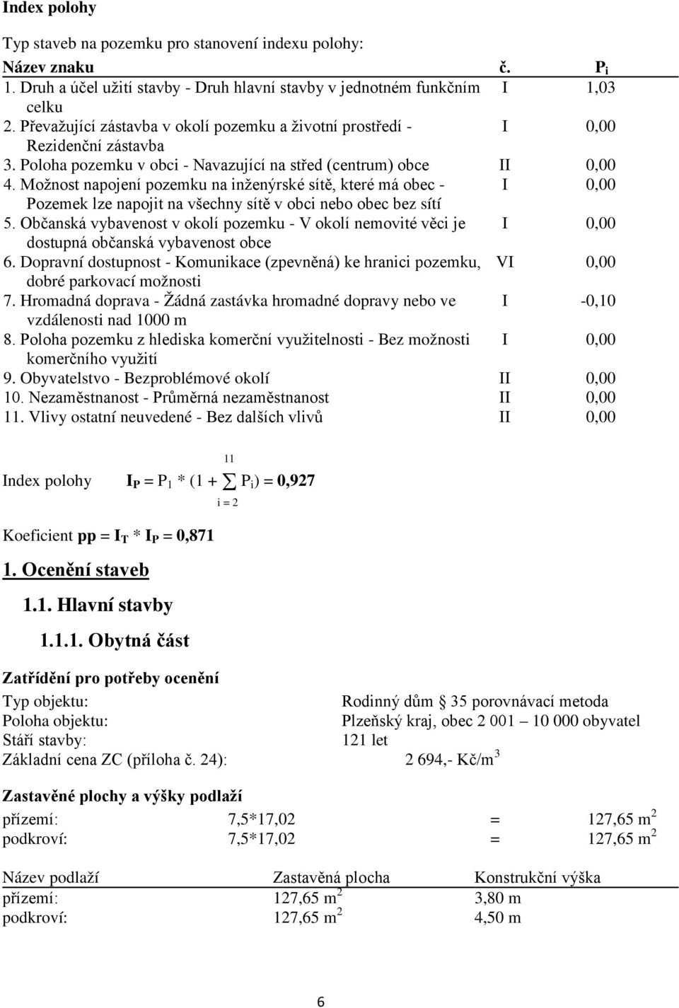 Možnost napojení pozemku na inženýrské sítě, které má obec - I 0,00 Pozemek lze napojit na všechny sítě v obci nebo obec bez sítí 5.