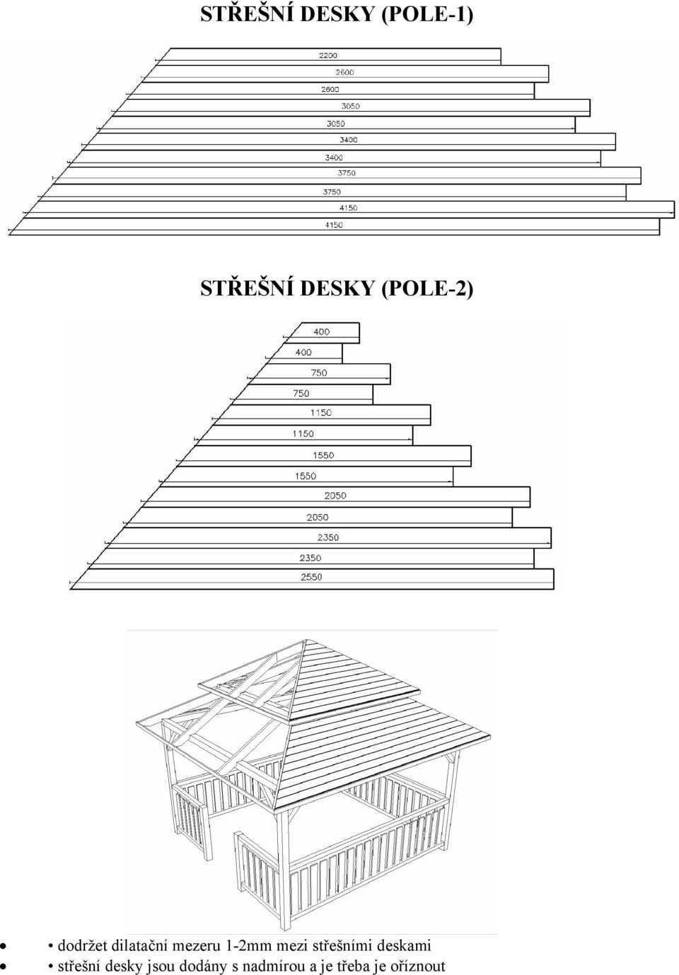 mezi střešními deskami střešní desky