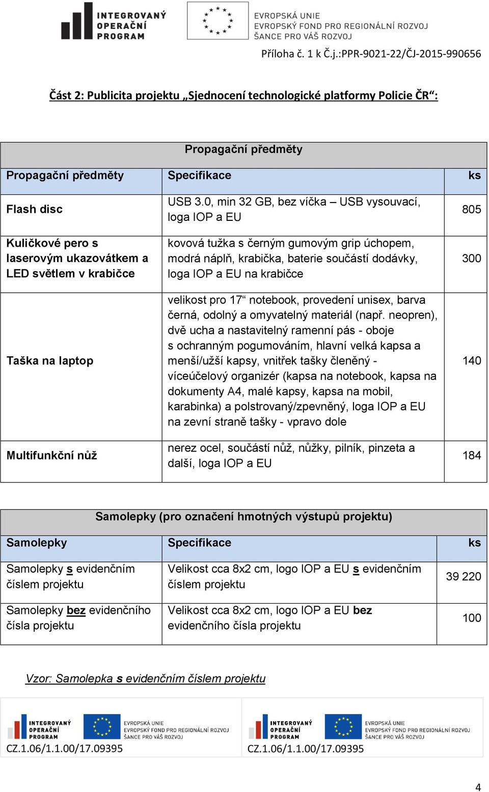 0, min 32 GB, bez víčka USB vysouvací, loga IOP a EU kovová tužka s černým gumovým grip úchopem, modrá náplň, krabička, baterie součástí dodávky, loga IOP a EU na krabičce velikost pro 17 notebook,