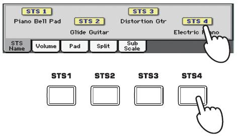 STS (zkratka pro Single Touch Settings ). STS jsou velmi podobné Performancím, ale jsou jemně vyladěné pro styl nebo položku SongBooku, ke které patří.