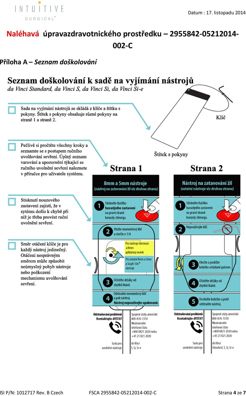 Seznam doškolování ISI P/N: 1012717