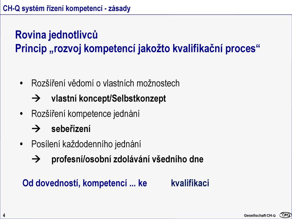 koncept/selbstkonzept Rozšíření kompetence jednání sebeřízení Posílení každodenního