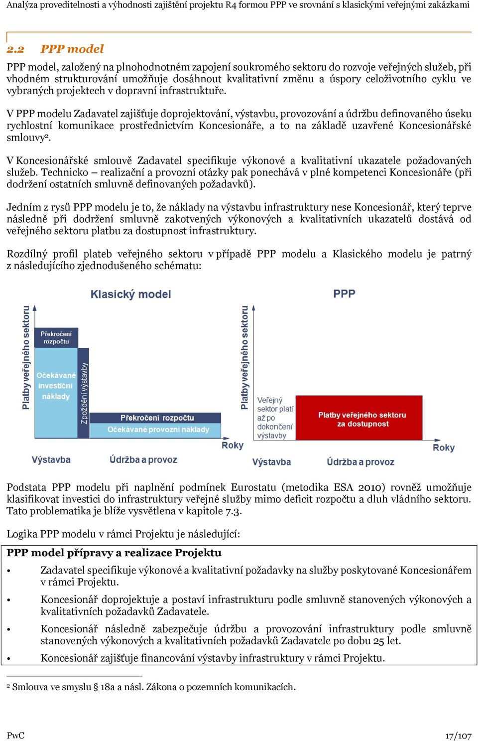 V PPP modelu Zadavatel zajišťuje doprojektování, výstavbu, provozování a údržbu definovaného úseku rychlostní komunikace prostřednictvím Koncesionáře, a to na základě uzavřené Koncesionářské smlouvy