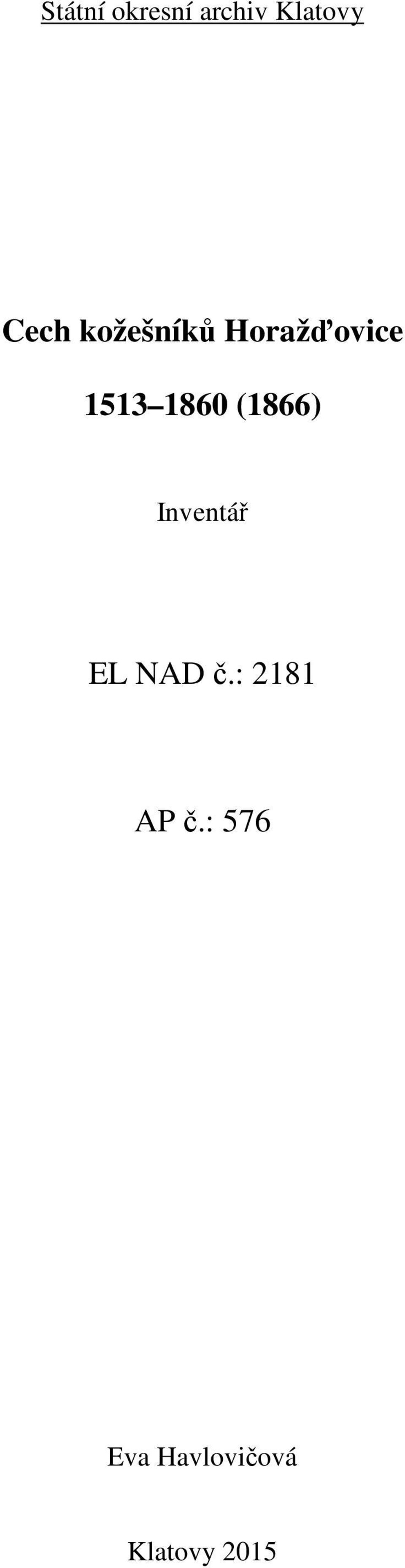 (1866) Inventář EL NAD č.