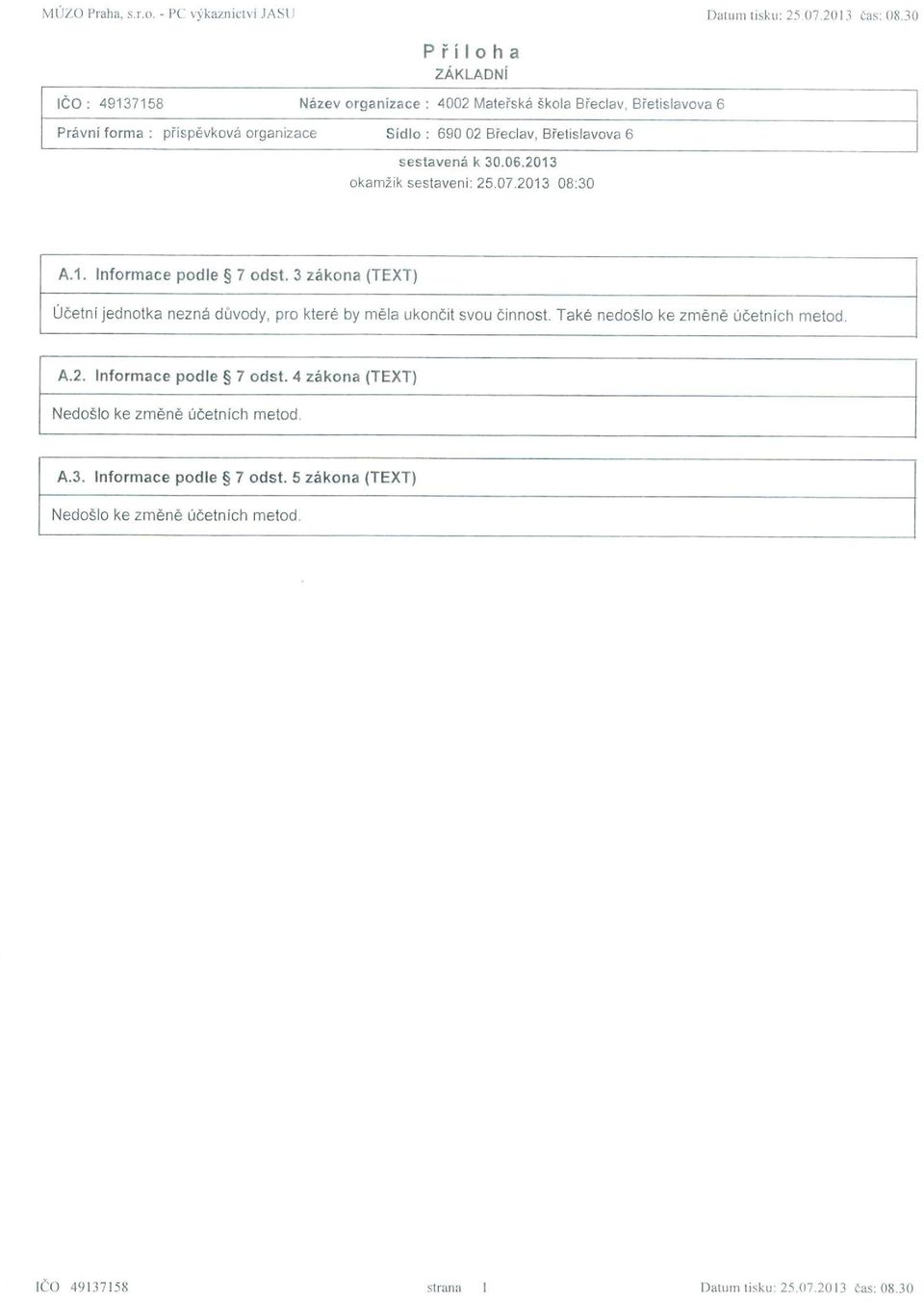 Břetislavova 6 okamžik sestavení: 25.07.2013 08:30 A.1. Informace podle 7 odst.