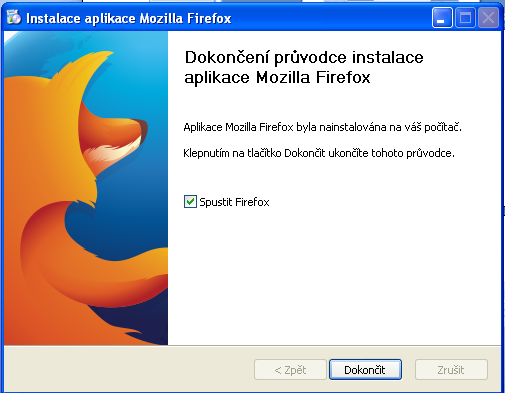 6. Po dokončení instalace se Mozilla Firefox spustí.