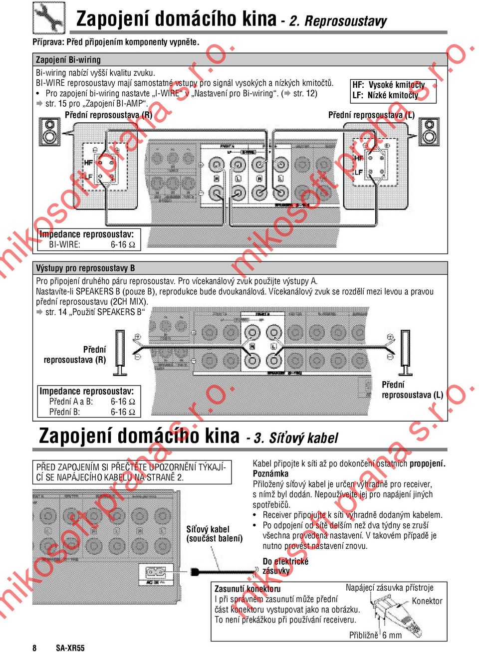 1) LF: Nízké kmitočty str. 15 pro Zapojení BI-AMP.